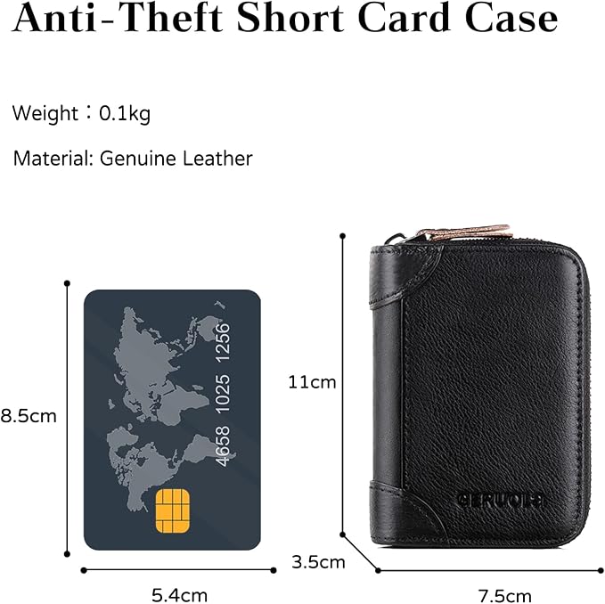 Card Bag Cowhide Wallet Men Coin Purse RFID Blocking Card Case Portable Card Holder Coin Bag Pouch with 12/20/30/45 Card Slots Black B - Image 3