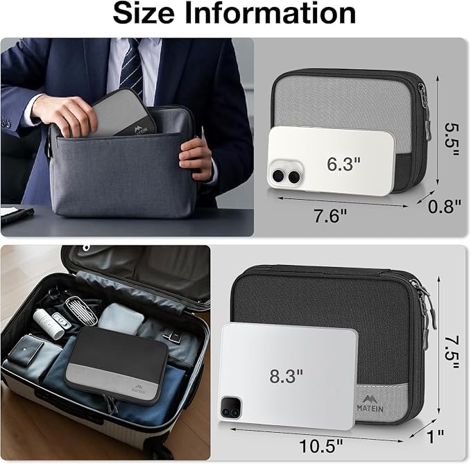 MATEIN Cord Organizer Travel Case, Cable Storage Bag, 2 Pack | Water Resistant, Portable Electronics Case, Carrying Bag for Cable, Changer, Earphone, for Electronic Accessories - Image 6