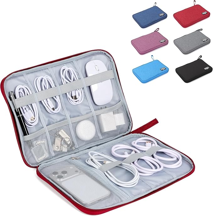 Cable Organizer Bag, Electronics Organizer Case for Tech Accessories | Store chargers, cables, power banks and adapters with elastic loops, mesh pockets and organized compartments for travel. by Unknown