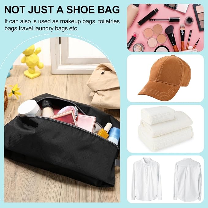 Paterr 18 Pcs Shoe Bags for Travel XX-Large Storage Packing Organizer Waterproof Shoe Carrier with Zipper Protable Covers for Travel for Women Men, Black - Image 5