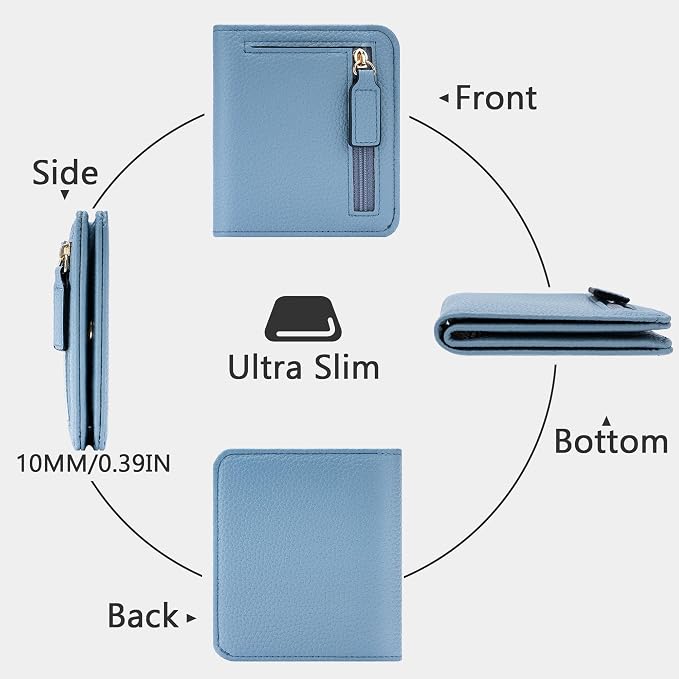 Gostwo Small Wallet for Women, Slim Bifold Credit Card Holder, Compact RFID Blocking Cash Wallet, Billfolds Thin Leather Zipper Pocket, Mini Wallet Gift for Ladies Teen Girls Travel with ID Window - Image 4