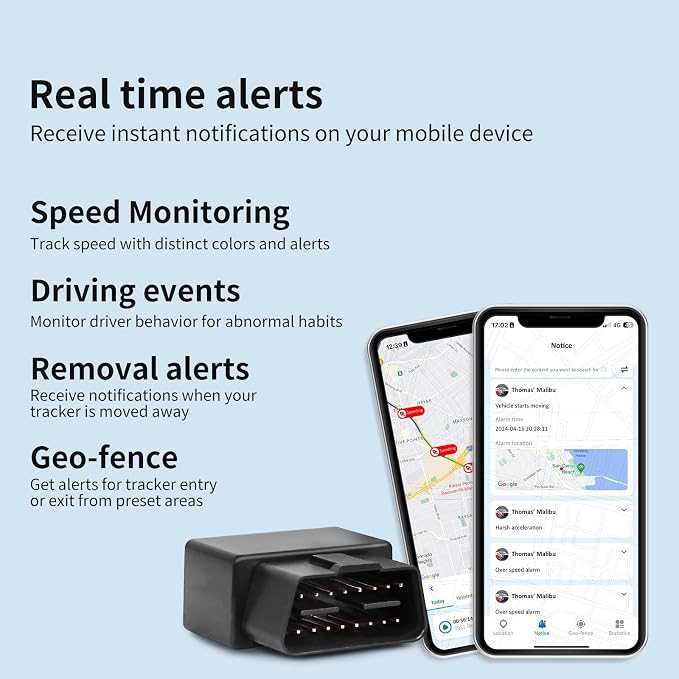 OBD GPS Tracker for Vehicles, Fleet, 10-sec Real Time, 1-Year Trip Data, 5-Day Free Trial, Plug in Car Tracker for Teens, Speeding& Driver Behavior, Mileage Log, Affordable Subscription - Image 4