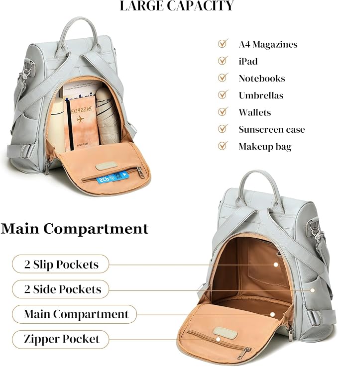 Genuine Leather Backpack Purse for Women Anti-theft Fashion Backpack Bags - Image 3