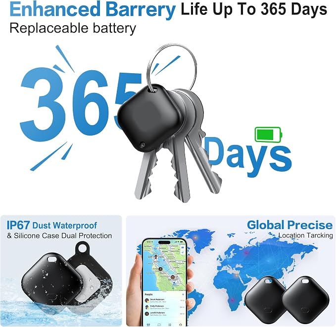 Tracker Tag for Android, Luggage Tracker with Case, Works via Google Find Hub App, Bluetooth Tracker Item Finder for Key, Backpack, Travel and Commute (black4) - Image 5