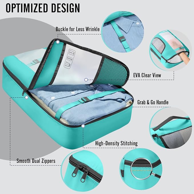 Veken 10 Set Packing Cubes for Travel Essentials, Suitcase Organizer Bags in 4 Sizes, Carry-On Luggage Accessories with Laundry Bag, Airplane Must Have with 99-Count Mesh Holes - Image 4