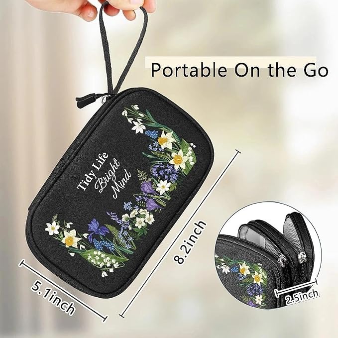 COSHAYSOO Travel Gifts for Women Electronics Tech Accessories Unique Practical Birthday Gift Ideas, Cord Cable Organizer Bag Case Pouch Traveling Vacation Cruise Airplane Gadgets Essentials, Floral - Image 2