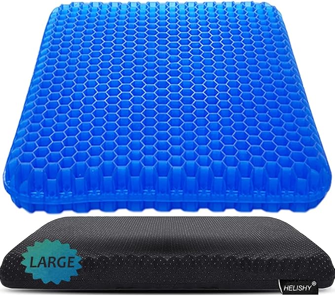 Gel Seat Cushion, Large Cooling Gel Cushion Breathable Honeycomb Chair Pads Gel Cushion with Non-Slip Cover for Home Office Chair Car Seat Wheelchair Absorbs Body Pressure Points, As Seen on TV by Helishy