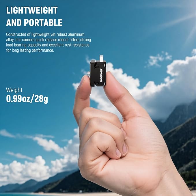 NEEWER Action Camera Quick Release Plate Compatible with Insta 360 x4 x5, Aluminum Tripod Mount QR Adapter Accessories Kit with 1/4" Thread Hole for Filmmaking Video Recording, CA139 - Image 5
