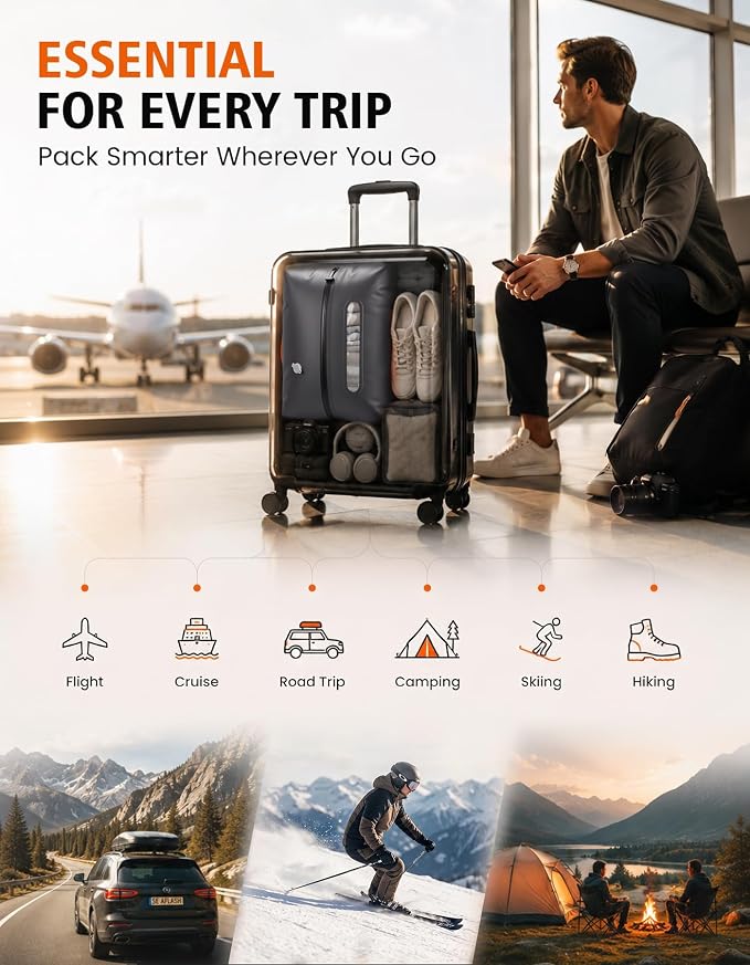 Vacuum Travel Bags with Pump, 2 Pack 34L Space Saver Vacuum Compression Bags for Travel Luggage Suitcase Backpack, Waterproof & Reusable Vacuum Packing Cubes for Clothing（2Pcs+Pump) - Image 8