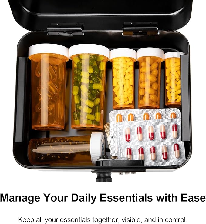 Jssmst Cash Box with Money Tray and Combination Lock - Secure Medication Lock Box for Home and Office Use, 7.87'' x 6.3'' x 3.54'' - Durable and Reliable Security Solution - Image 8