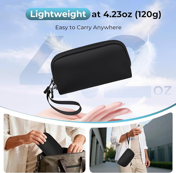 FYY Travel Cable Organizer - 8 Compartments, Lightweight, Water Repellent | With Wrist Strap, Portable Tech Pouch for Cord Charger, Travel and Business Trips Use, Soft Shell Nylon, Black (Medium) - Image 2