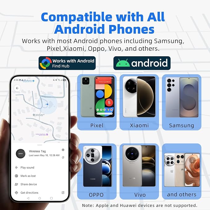 2026 Upgraded Android Tracker Tags, Official Google Certified Smart Bluetooth Tracker, Compatible with Find Hub App(Not for iOS and Huawei), Air Tag for Android, Item Locator Key Finder, Luggage Tag - Image 2