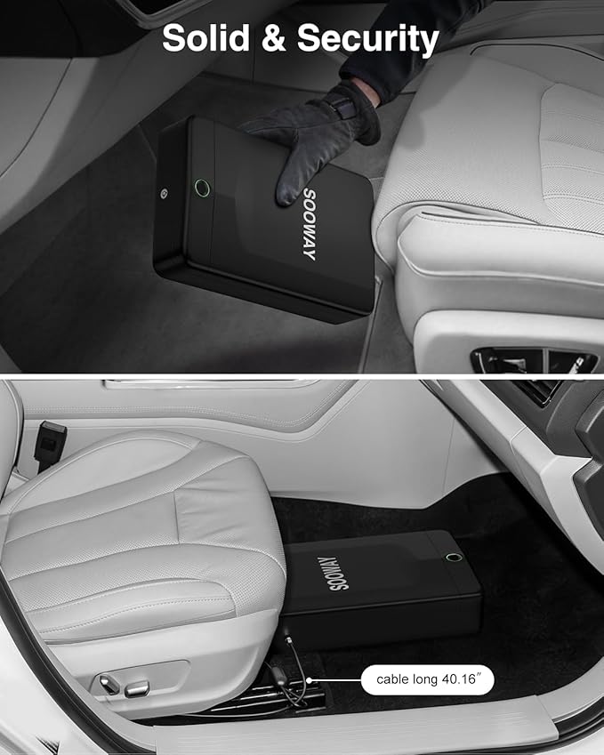 Gun Safe, Small Pistol Safe Biometric Gun Safe for Handgun, Portable Fingerprint Quick Access Gun Lock Box for Car Travel Nightstand Bedside - Image 4