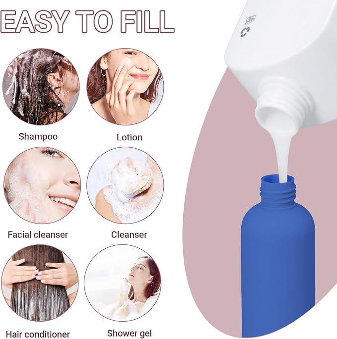 Travel Shampoo Bottle, Empty Plastic Squeeze Bottles 8.8oz with Flip Cap, Lotion Container for Toiletries Travel Size Shampoo and Conditioner - Image 4