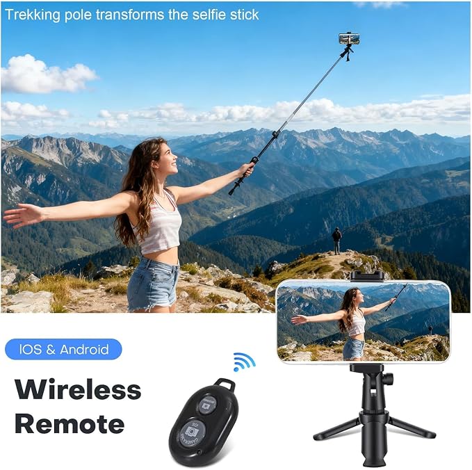 Phone Stand Tripod with Wireless Remote - Lightweight Adjustable Phone Holder for iPhone Samsung, Desk Bed Tabletop Mini Tripod(Mini) - Image 7