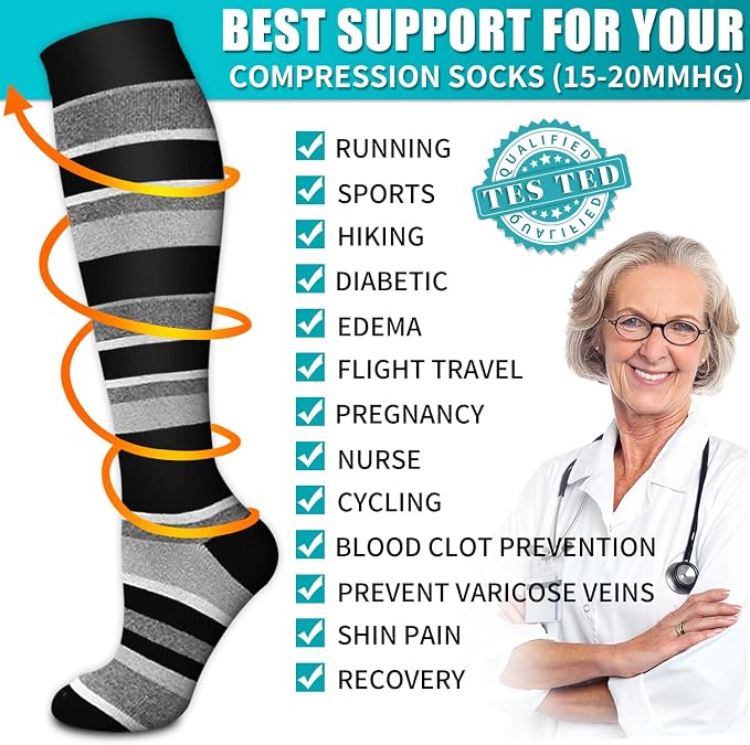 Copper Compression Socks for Women & Men (6 pairs) - Best Support for Nurses, Running, Hiking, Recovery - Image 5