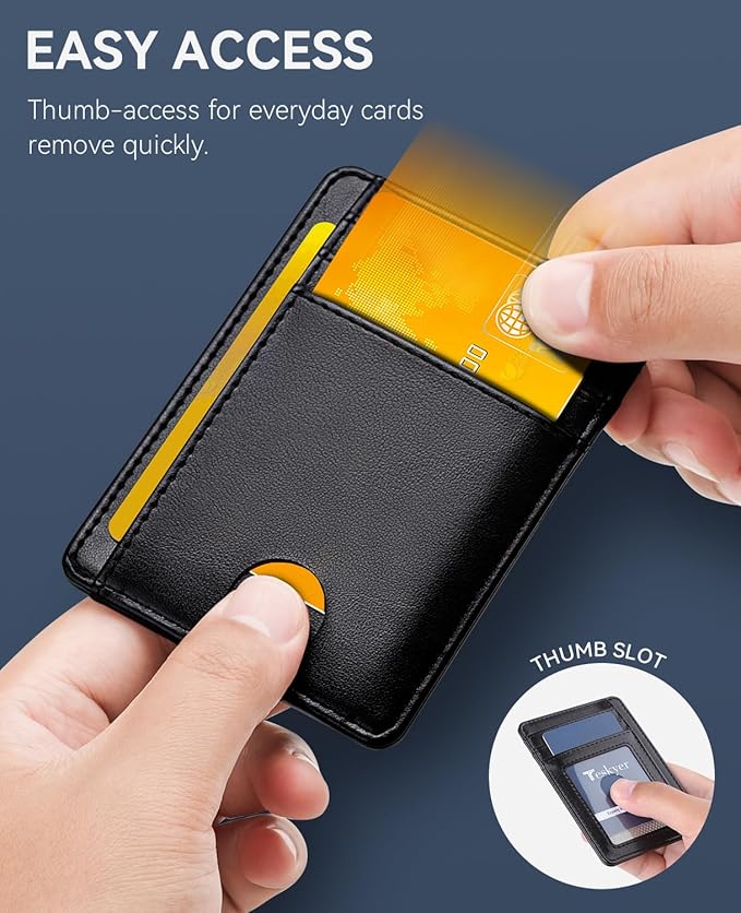 Teskyer Slim Minimalist Wallet for Men, RFID Front Pocket Card Holder | Ultra Slim Front Pocket Design, 8 Card Slots, RFID Protection, Smooth Faux Leather for Everyday Carry - Image 6