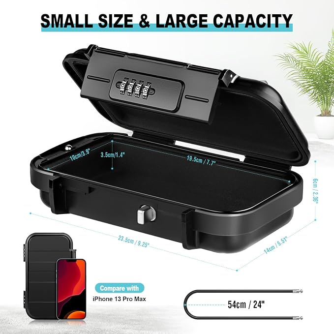 BKNOOU Portable Travel Safe with Removable Chain, Anti-Theft Beach Safe Box, Waterproof Combination Lock Box for Travel, Dorm, Beach, Hotel, Car, Home, Office - Image 4