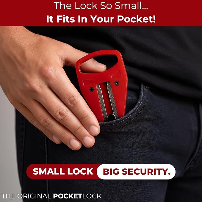 Portable Door Lock + Door Stop Alarm Set – Travel Safety Kit for Hotel Rooms, Home, Dorms & Apartments – (Red, 2-Pack - 2 Locks + 2 Alarms) - Image 6