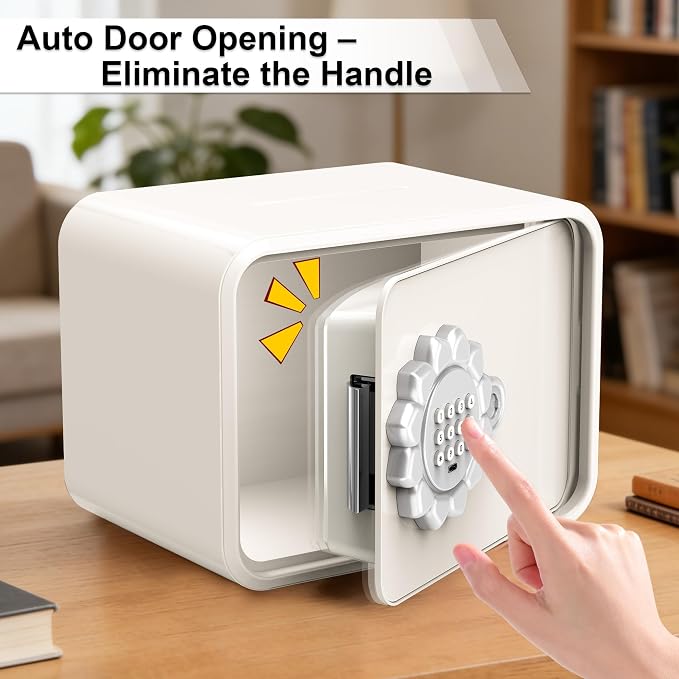 Mini Safe Box, Small Digital Security Safe Box with Keypad Lock, Small Safes for Kids with Auto Door/Coin & Bill Slot – for Cash, Jewelry & Valuables, Home/Office/Hotel Use, 6.5"D×9.3"W×7.1"H (White) - Image 2
