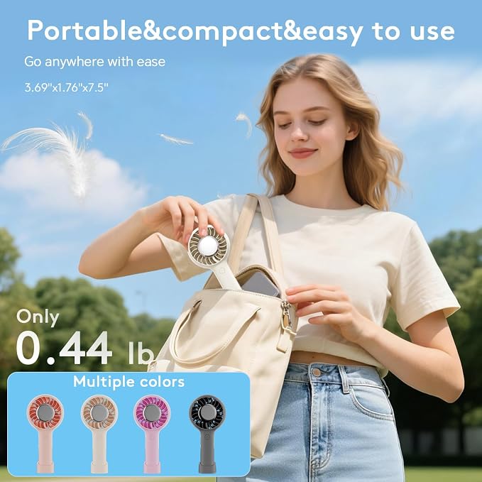 ZOZOO Portable Fan, USB Rechargeable 5 Speed Handheld Fan,LED Display &High Power Motor Table Fan, 2 IN 1 Quiet Strong personal fans for Travel,Camping,Beach Concert (White) - Image 6