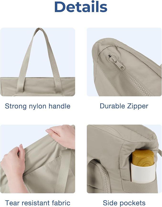 BAGSMART Tote Bag for Women, Lightweight Tote Bag with Yoga Mat Strap | Quilted Handbag for Daily, Work, Gym - Image 7