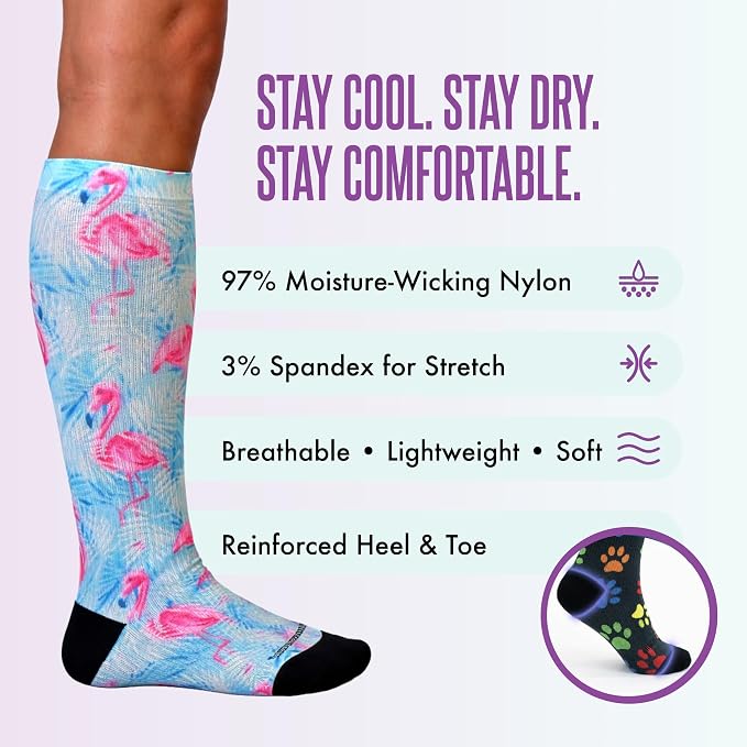 Crazy Compression Socks, Comfortable Support Socks for Recovery, Travel, Hiking, and Long-Hour Comfort w/Fun Designs - Image 5