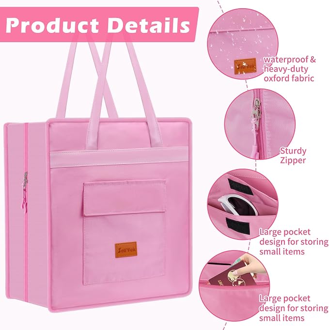 SelfTek Shoe Bags for Travel with Handle, Waterproof Large-Capacity Family Travel Shoe Bag Organizer for Multiple Shoes, Shoe Travel Bags for Packing, Suitable for Luggage Handle (pink) - Image 5