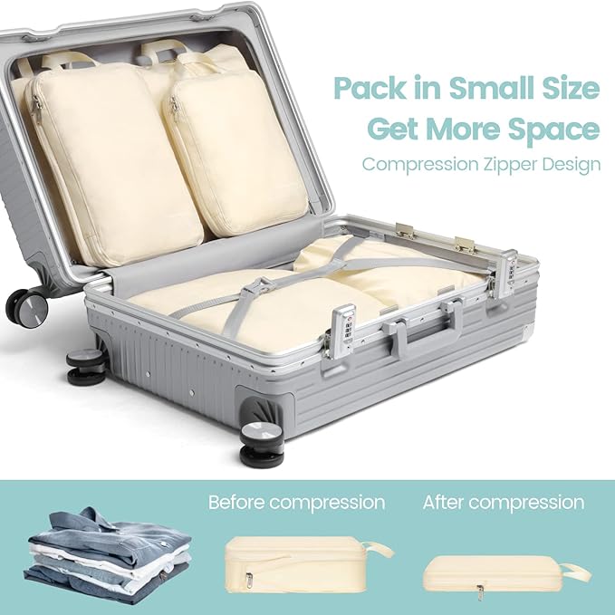 Cambond Compression Packing Cubes for Travel - Luggage Suitcase Organizer | Compression Zip Design for Space-saving, Expandable, Lightweight, Keep Clothes Sorted, Luggage Space Tidy, Carry on Pack Fast - Image 3