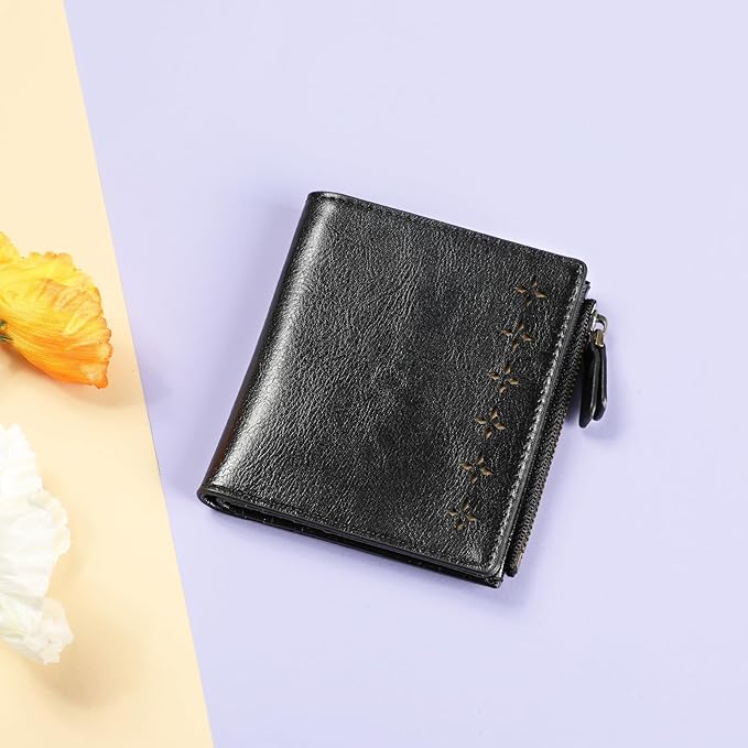 Ultra Thin Small Compact Leather Womens Girls Wallets RFID Blocking Credit Card Holder for Women - Image 5