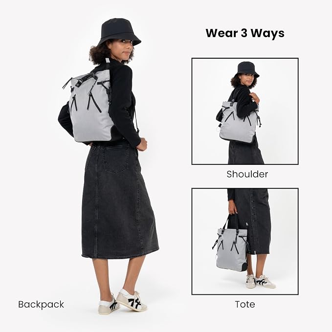 Sherpani Tempest, Anti Theft Convertible Backpack Tote, 14L Travel Backpack, Travel Gifts for Women, Handbags, RFID Protection, Metal Hardware, Fits 15” Laptop (No Sleeve) (Sterling) - Image 2