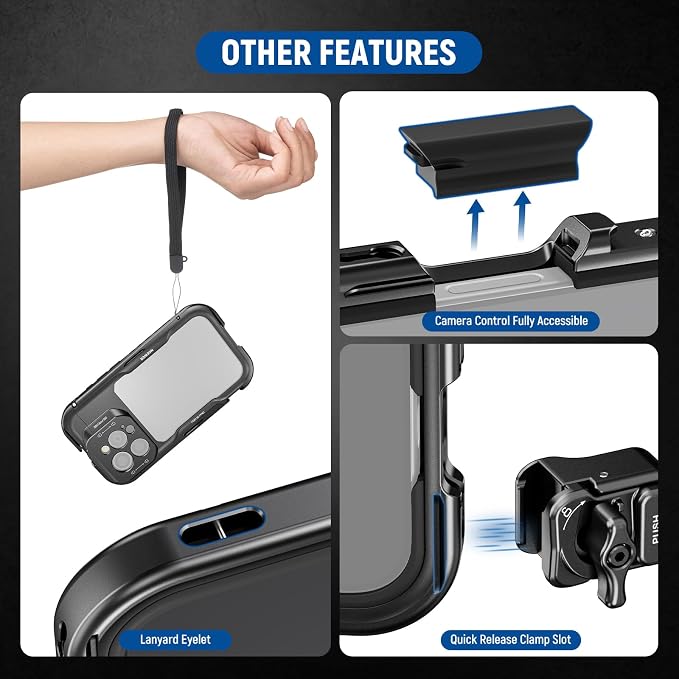 NEEWER 16 Pro Cage, Quick Release Video Rig Phone Stabilizer Compatible with iPhone 16 Pro with 67mm Filter Adapter, 17mm Lens Backplate, T Mount Lens Adapter Compatible with Moment, PA073 - Image 6