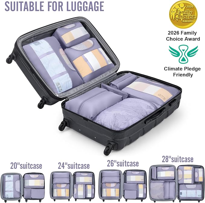 Veken 10 Set Packing Cubes for Travel Essentials, Suitcase Organizer Bags in 4 Sizes, Carry-On Luggage Accessories with Laundry Bag, Airplane Must Have with 99-Count Mesh Holes - Image 5