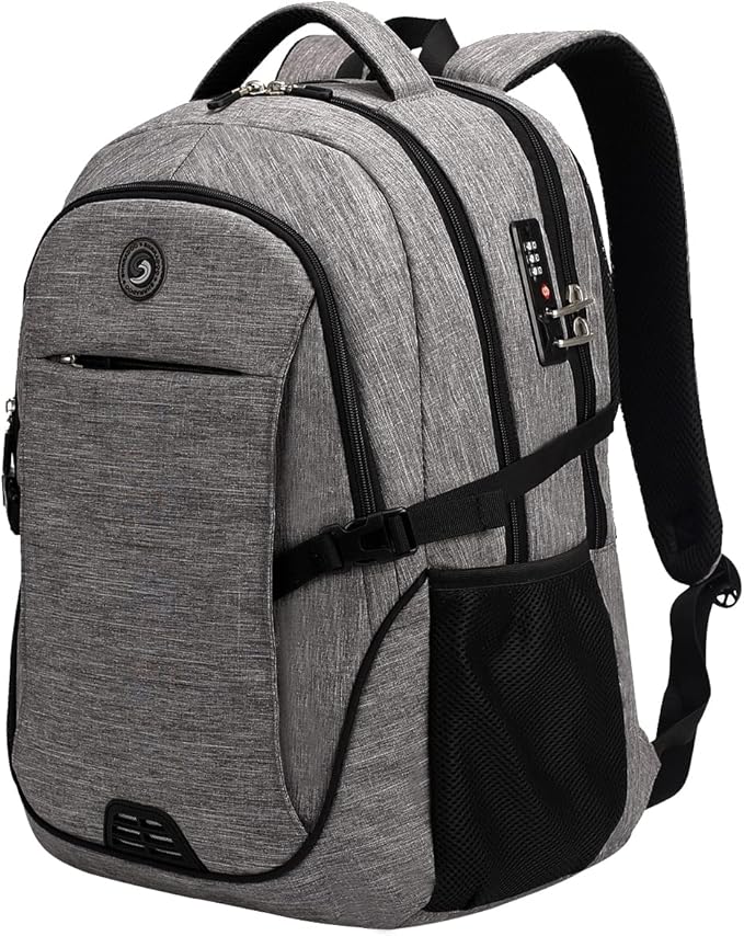 SHRRADOO Travel Laptop Backpack for Men Women, College High Schoolbag | Anti Theft Backpack with Combination Lock, Carry On Flight Approved, Fit 17 Inch Laptop, Bookbag School Backpack,Work Daypack by SHRRADOO