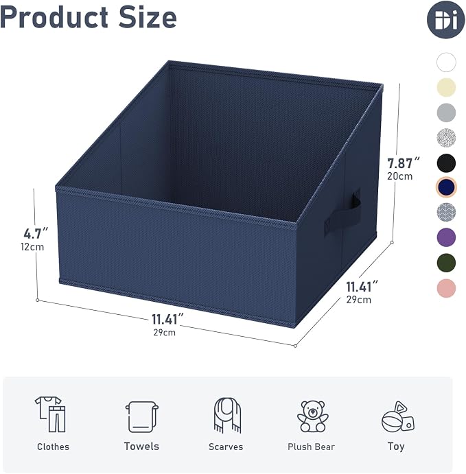 DIMJ Closet Storage Bins 6 Pack - Fabric Trapezoid Closet Organizer Bin, Foldable Storage Baskets for Shelves, Shelf Organizer, Clothing Storage Box for Toys, Books, Towel, Clothes - Image 2