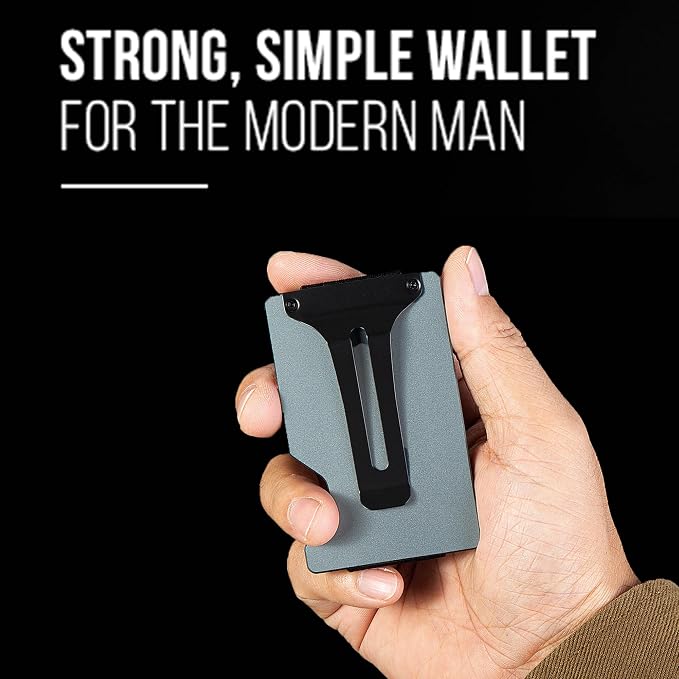 Slim Wallet for Men,RFID Blocking Minimalist Metal Wallet, Money Clip/Cash Holder, Front Pocket Aluminum Credit Card Holder, Ideal Gift for Men,Matte Grey - Image 3