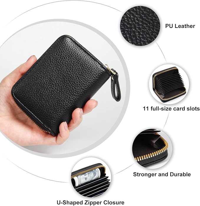 Credit Card Wallet, RFID Card Case Wallet, Zipper Card Cases Holder for Men Women, RFID Blocking, KeyChain Wallet, Compact Size Card Organizer Case for Women - Image 5