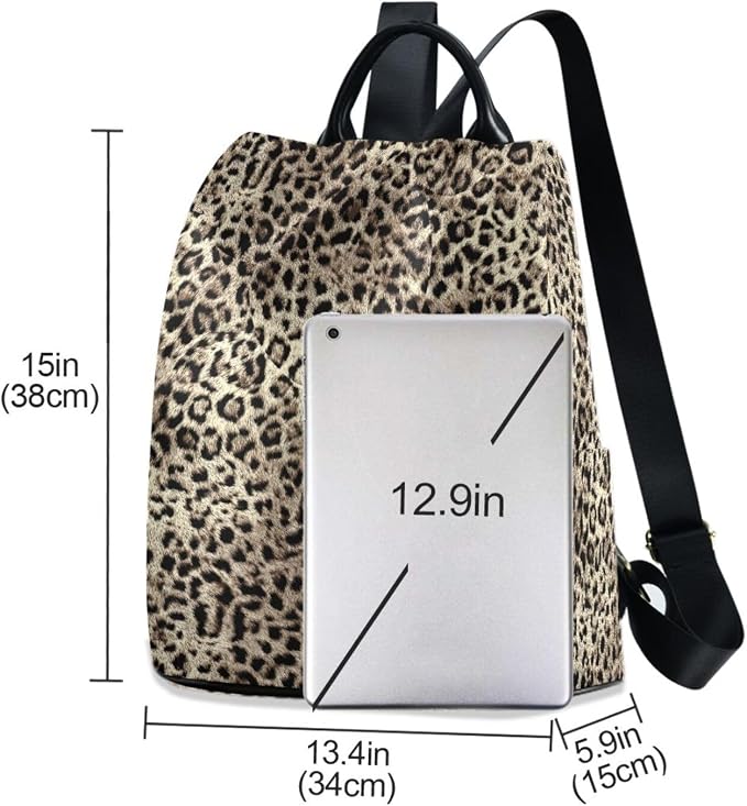 ALAZA Leopard Print Cheetah Animal Backpack Purse for Women Anti Theft Fashion Back Pack Shoulder Bag - Image 3