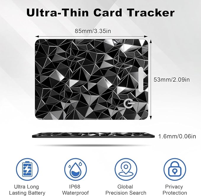 Wallet Tracker Card for Apple Find My (iOS Only), Ultra-Thin Bluetooth Tracker Smart Card Wallet Finder, IP68 Waterproof Slim Item Locator for Wallets, Keys, Passport & Luggage Tags (Diamond Black) - Image 7