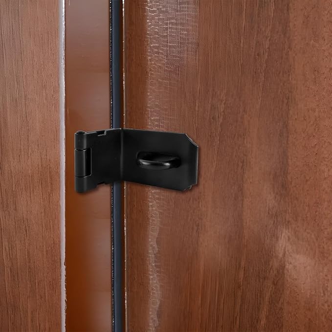 HOWDIA 4 Inch Door Hasp Latch 90 Degree, Stainless Steel Safety Right Angle Padlock Hasp Locking Latch Security Door Clasp Hasp Lock Latch for Push/Sliding/Barn Door, 2mm Thick, Brushed Black - Image 6