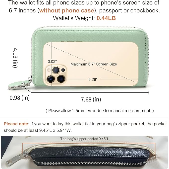 Moflycom Womens Wallet RFID Blocking Genuine Leather Zip Around Wallet Clutch Wristlet Travel Long Purse for Women - Image 4