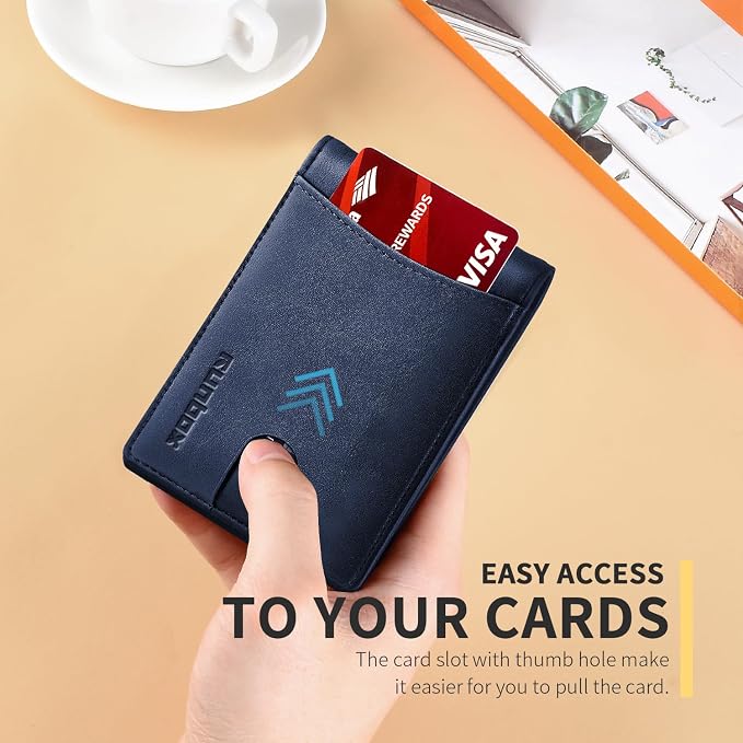 RUNBOX Slim Money Clip Wallets for Men RFID Blocking 11 Card Holder Minimalist Small Thin Carbon Leather Bifold Mens Front Pocket Wallet Gift Box - Image 4