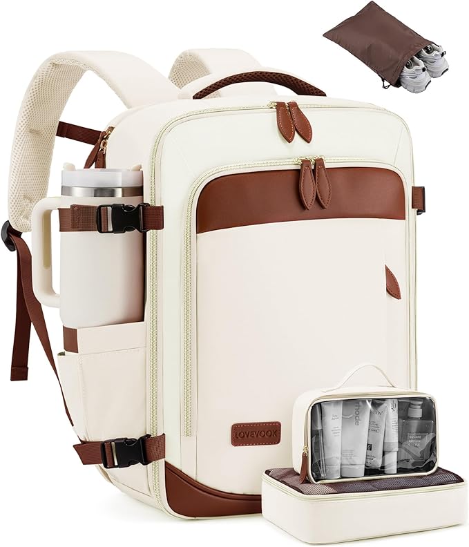 LOVEVOOK Travel Backpack Carry On Airline Approved, 50L Large Backpack with 3 Packing Cubes, TSA Travel Essentials Carry On Bag, Waterproof Weekender Overnight Luggage Daypack, Fits 18 Inch Laptop by LOVEVOOK