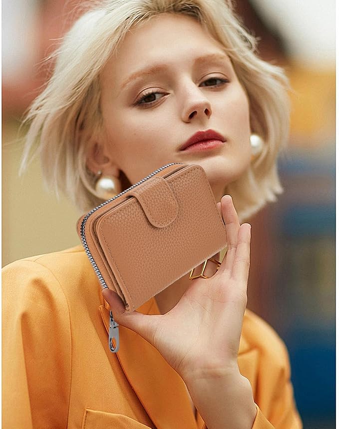 Credit Card Holder for Women Small Leather RFID Blocking Security Card Wallet with ID Window - Image 6