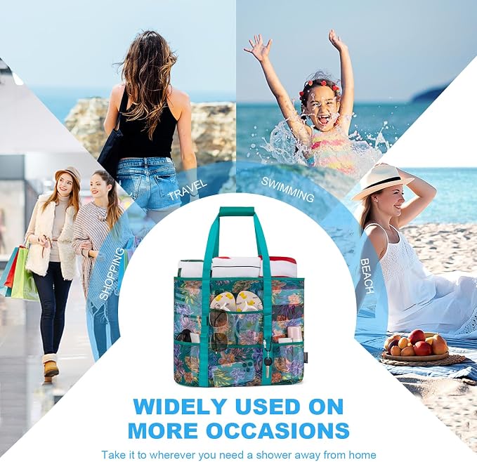 KABAQOO Mesh Beach Bag, Extra Large Beach Bags with 9 Pockets & Zipper Waterproof Lightweight Beach Tote for Beach/Pool Trip - Image 7