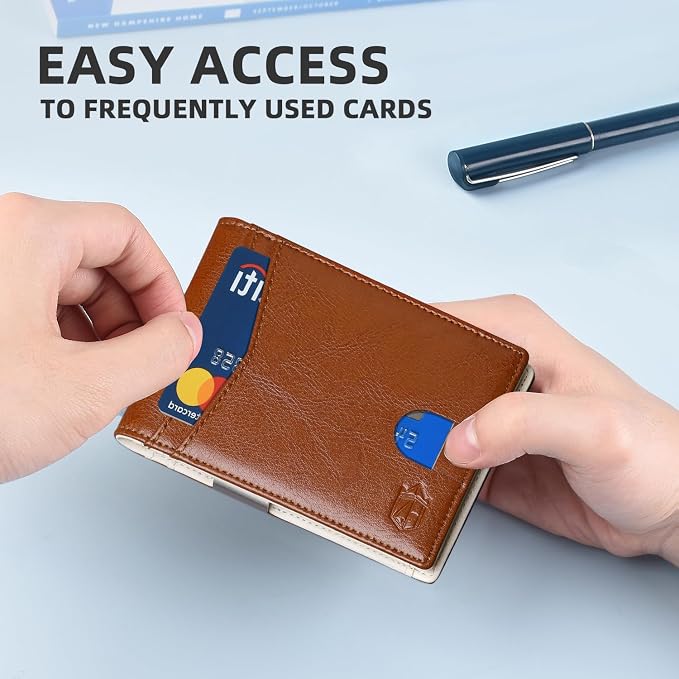 Zitahli Money Clip Wallets for Men,Slim Bifold Wallet 10-12 Cards, Mens Leather Wallet with ID Window,RFID Blocking Thin Minimalist Credit Card Holder,Gifts for Him - Image 4