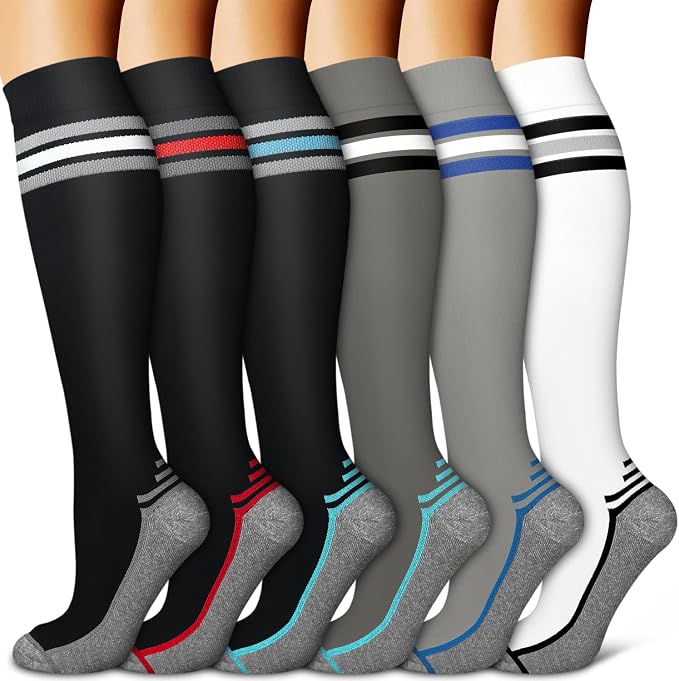 Copper Compression Socks for Women & Men (6 pairs) - Best Support for Nurses, Running, Hiking, Recovery by BLUEENJOY