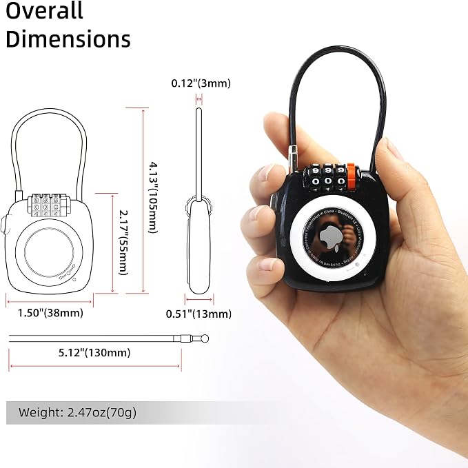 AirTag Holder for Luggage Lock, Compatible with Apple AirTag Case, Combination Lock Air Tag Holder for Kids, Car, Suitcase, Backpack Anti-Theft Travel Tracking, GPS Tracker Case, 2 Pack - Image 2