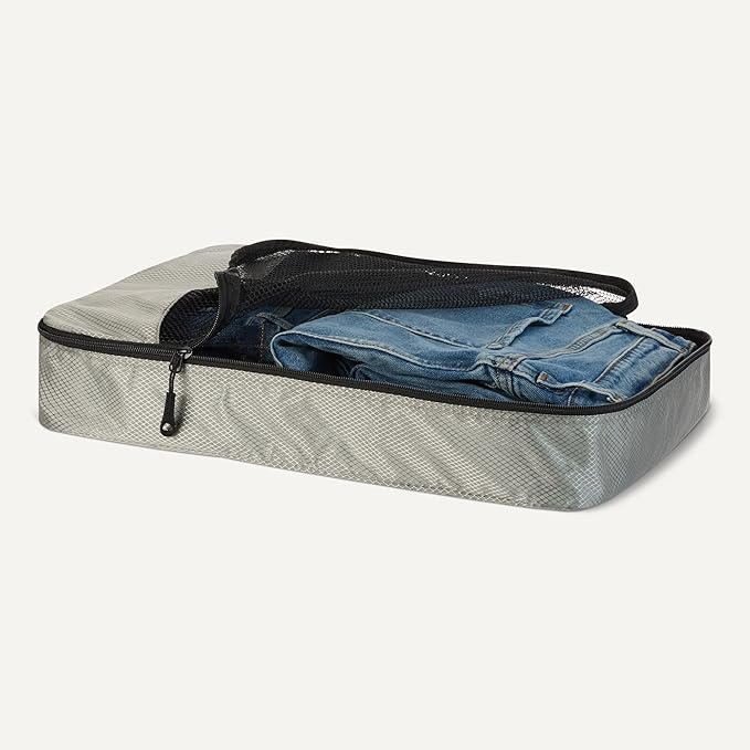 Amazon Essentials 4-Piece Packing Cubes Travel Accessories Set, Luggage Organizer, Suitcase Organizer with Double Zipper, Mesh Top, Space-Saving, Large, Gray (Previously Amazon Basics) - Image 3