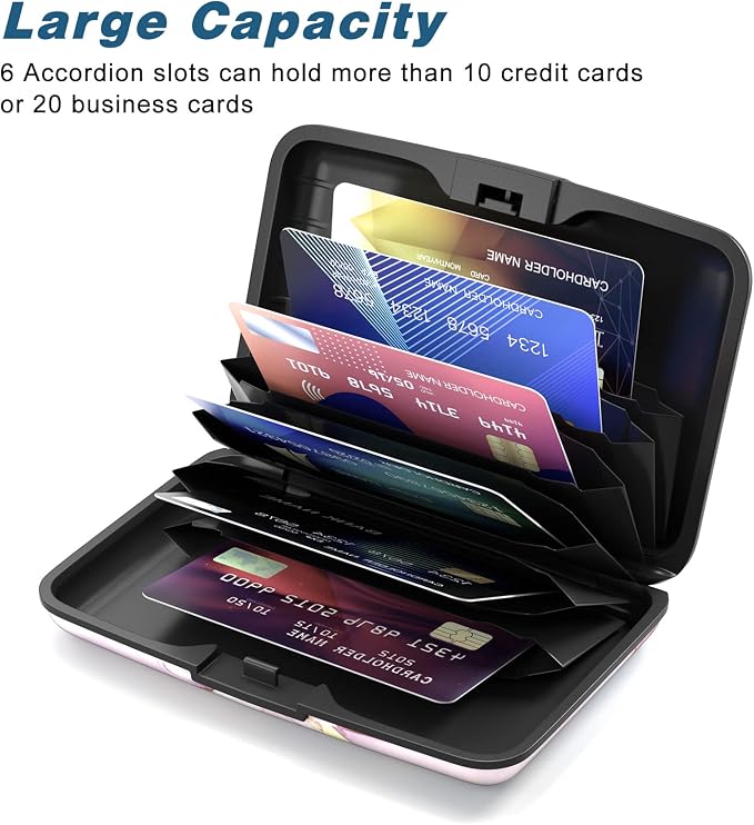 Credit Card Holder, Mini Aluminum Card Wallet RFID Blocking Slim Metal Hard Card Case for Women Men, Pink Marble - Image 4